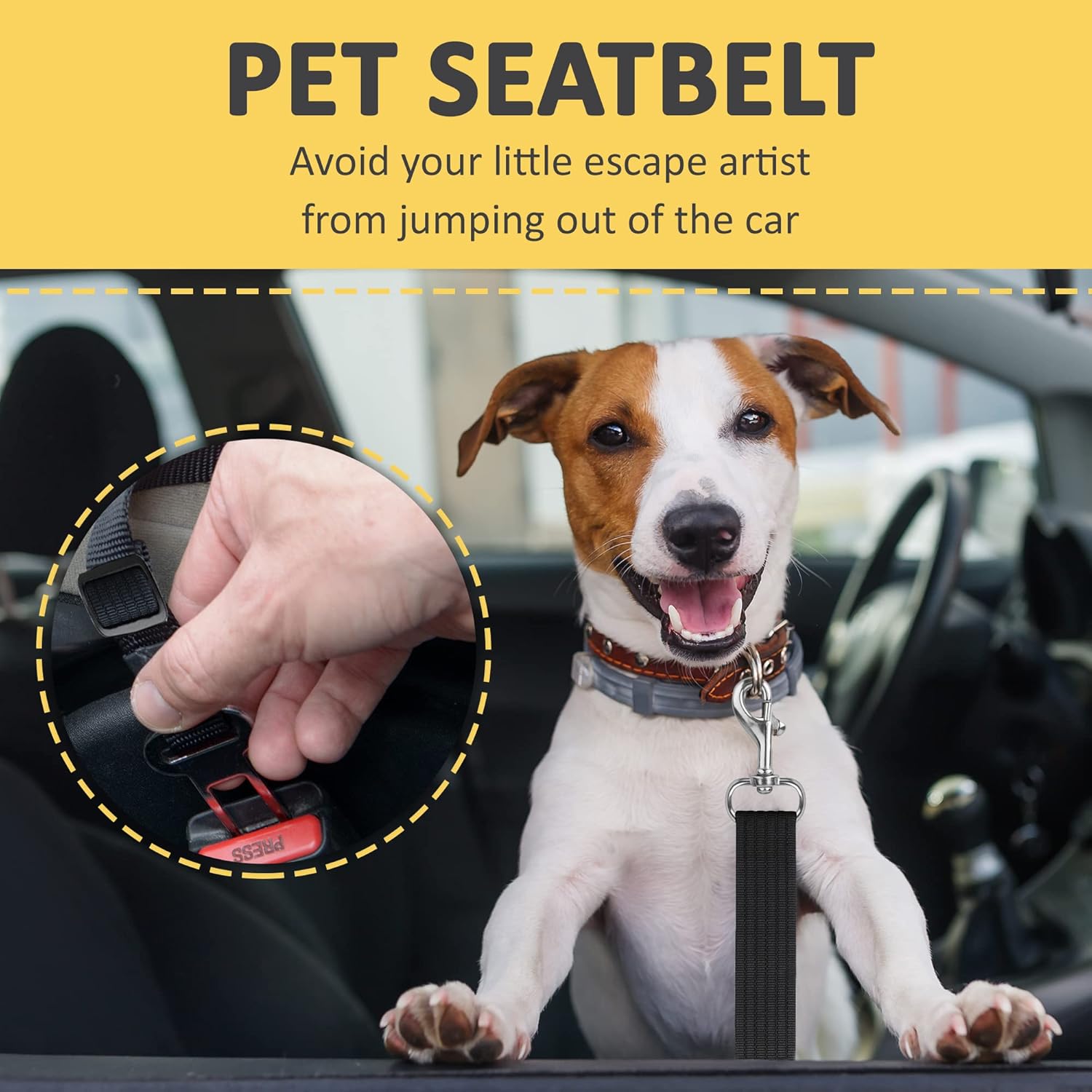 Pet Car Seat Belt for Dogs & Cats | Adjustable Safety Harness for Travel Comfort Petneeds Space