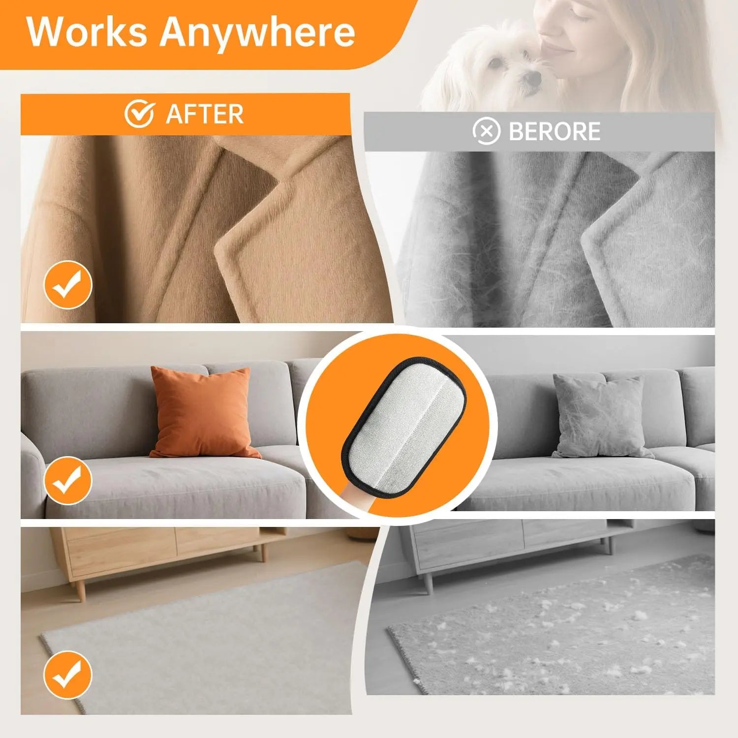 Pet Hair Removal Gloves - Double-Sided for Furniture & Clothes Petneeds Space