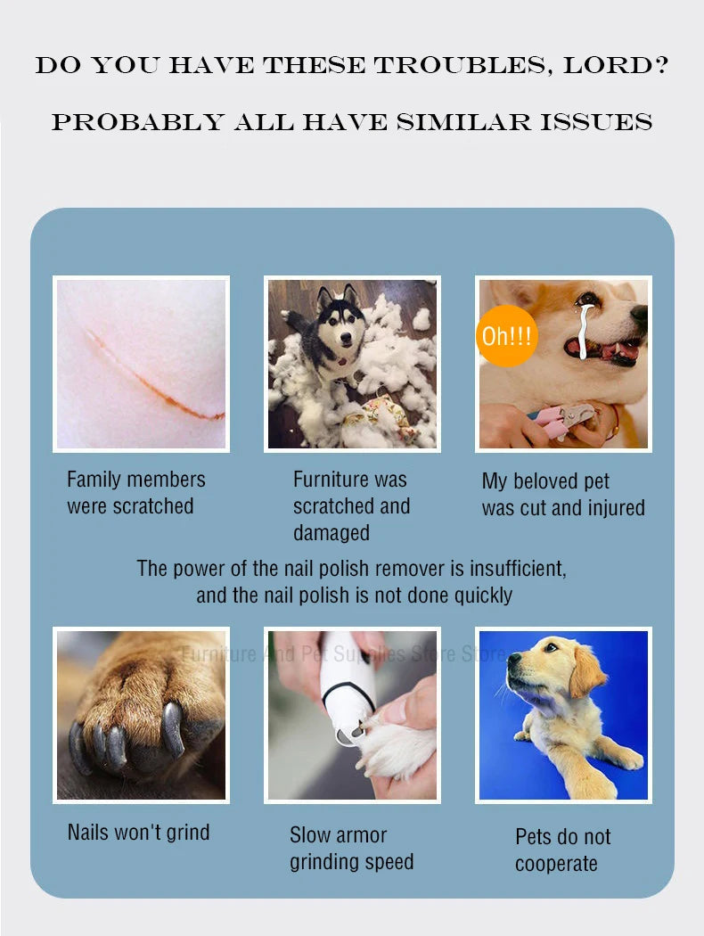 Electric Dog Nail Clippers for Dog Nail Grinders Rechargeable USB Charging LED Light Pet Quiet Cat Paws Nail Grooming Supplies Petneeds Space