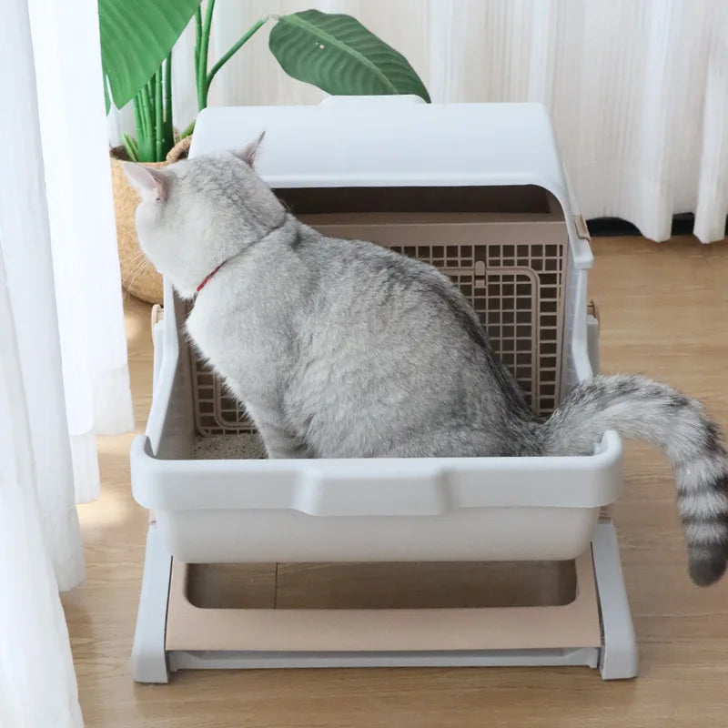 Semi-automatic cat litter box anti-splash oversized semi-closed cat toilet Petneeds Space