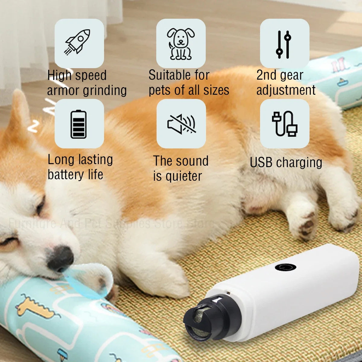 Electric Dog Nail Clippers for Dog Nail Grinders Rechargeable USB Charging LED Light Pet Quiet Cat Paws Nail Grooming Supplies Petneeds Space