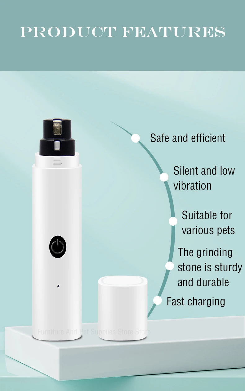 Electric Dog Nail Clippers for Dog Nail Grinders Rechargeable USB Charging LED Light Pet Quiet Cat Paws Nail Grooming Supplies Petneeds Space