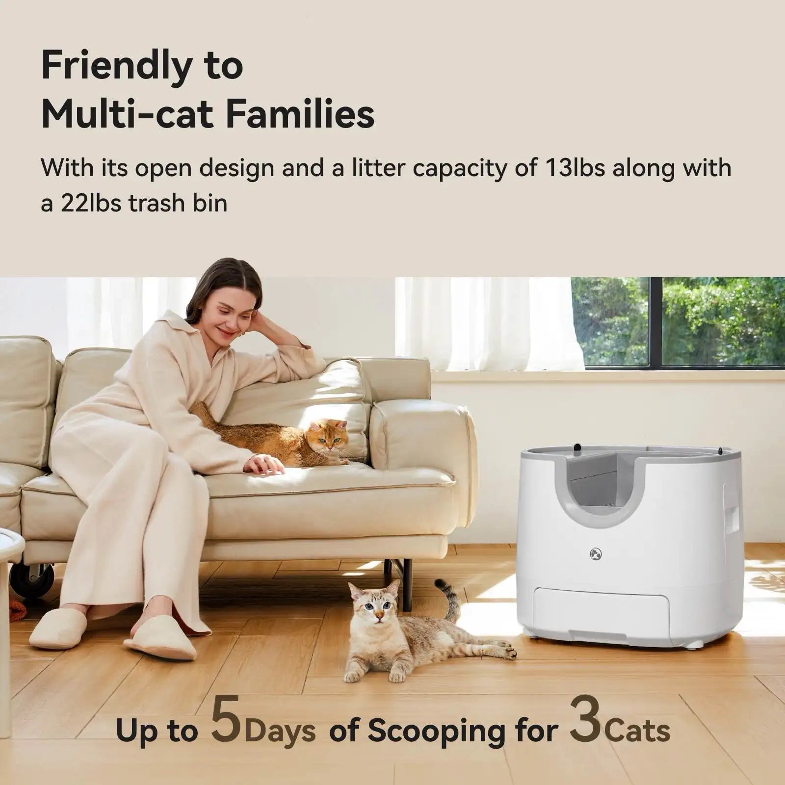 Furoomate - Automatic Smart Cat Litter Box, Self-Cleaning, 11L, High-Capacity Pet Toilet Tray Petneeds Space